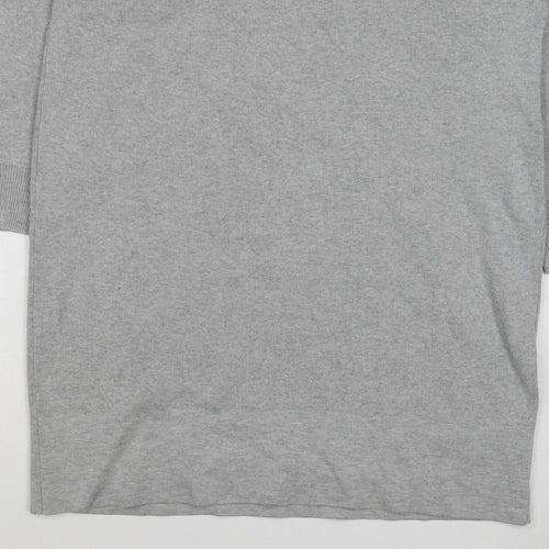 Kin by John Lewis Women Grey Size 10 Crew Neck Knit Tunic Jumper