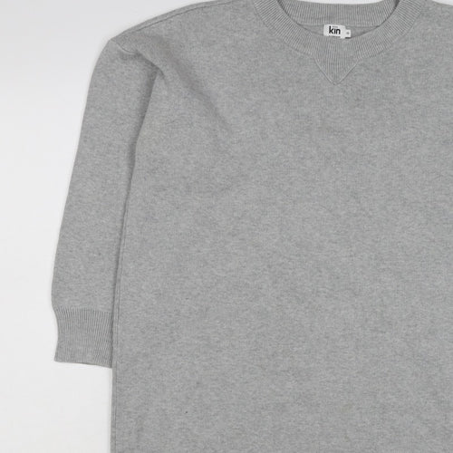 Kin by John Lewis Women Grey Size 10 Crew Neck Knit Tunic Jumper