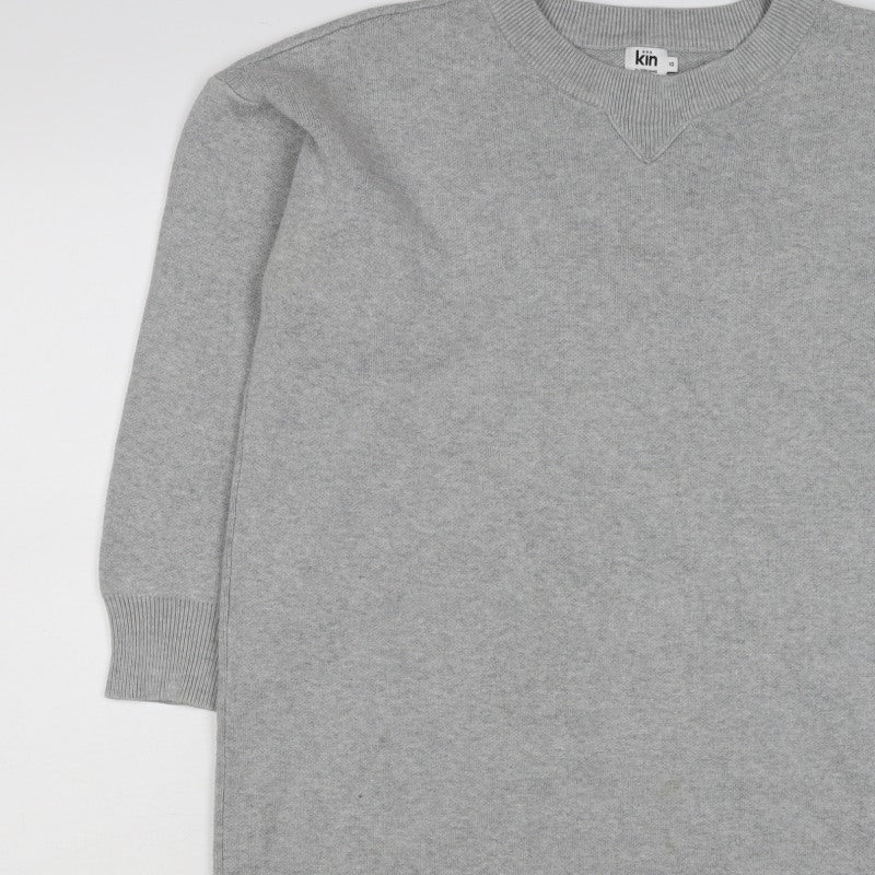 Kin by John Lewis Women Grey Size 10 Crew Neck Knit Tunic Jumper