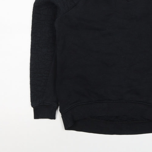Nike Women Black XS Quilted Sleeve Crew Neck Pullover Sweatshirt