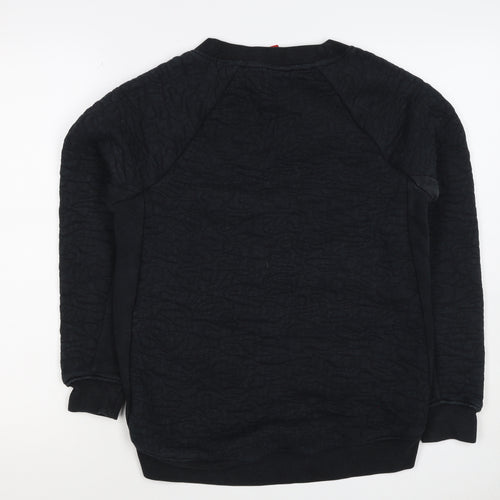 Nike Women Black XS Quilted Sleeve Crew Neck Pullover Sweatshirt