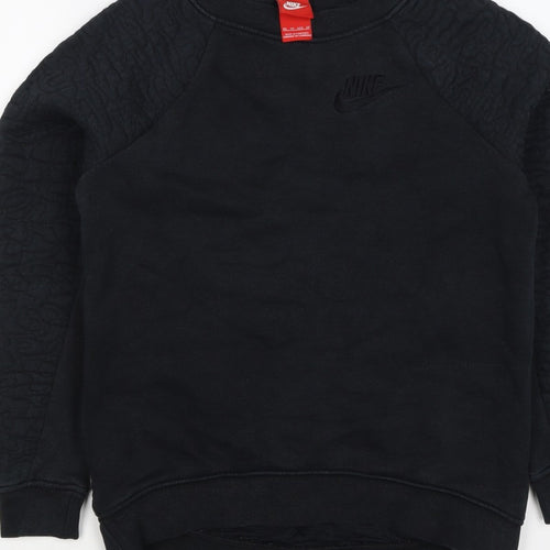 Nike Women Black XS Quilted Sleeve Crew Neck Pullover Sweatshirt