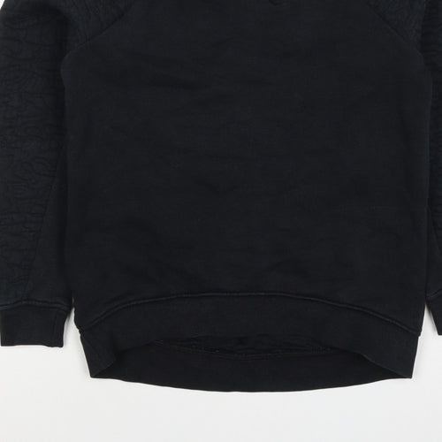Nike Women Black XS Quilted Sleeve Crew Neck Pullover Sweatshirt
