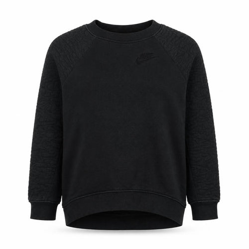 Nike Women Black XS Quilted Sleeve Crew Neck Pullover Sweatshirt