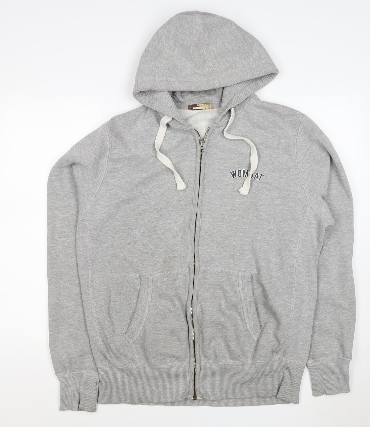 Wombat Men’s Grey XL Full Zip Logo Hoodie Fleece Drawstring Pockets