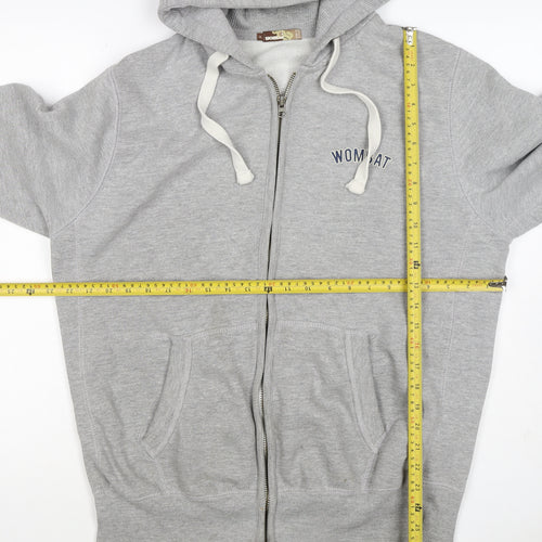 Wombat Men’s Grey XL Full Zip Logo Hoodie Fleece Drawstring Pockets