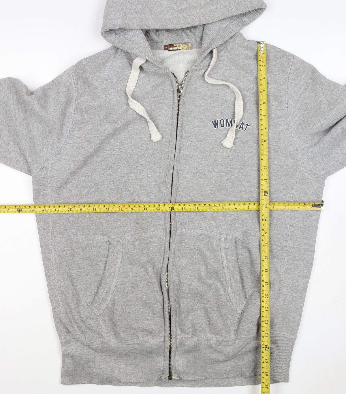 Wombat Men’s Grey XL Full Zip Logo Hoodie Fleece Drawstring Pockets