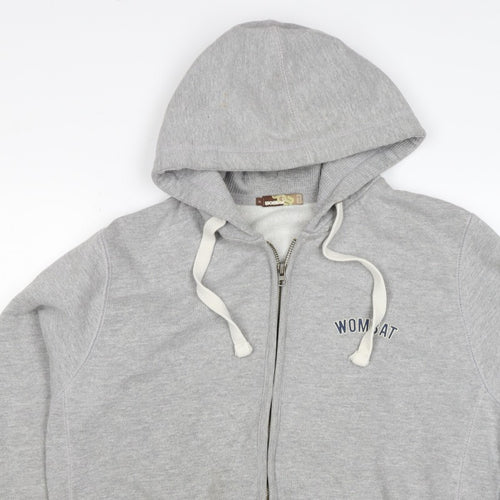 Wombat Men’s Grey XL Full Zip Logo Hoodie Fleece Drawstring Pockets