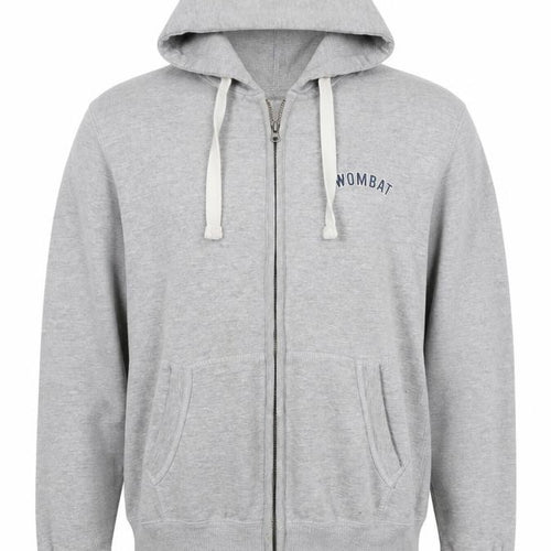 Wombat Men’s Grey XL Full Zip Logo Hoodie Fleece Drawstring Pockets