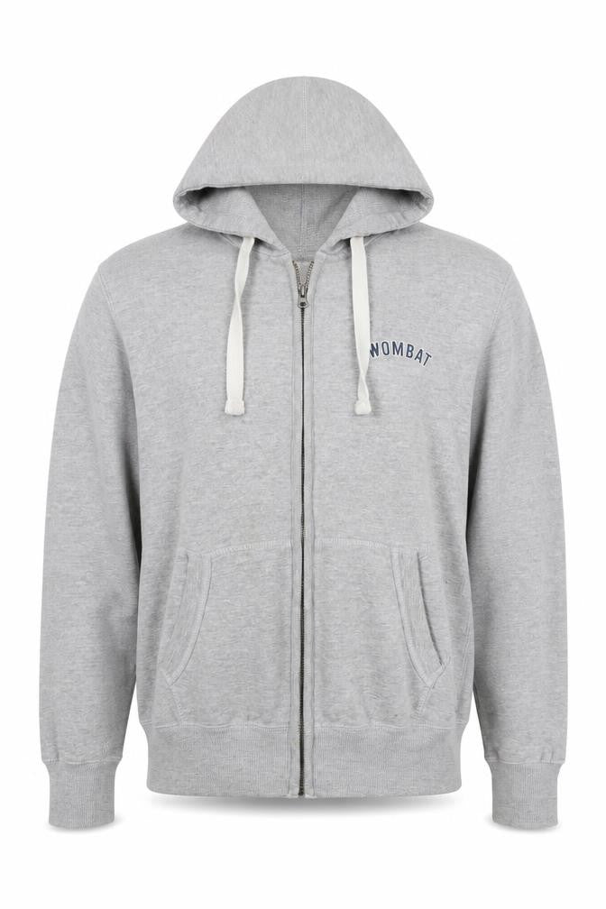 Wombat Men’s Grey XL Full Zip Logo Hoodie Fleece Drawstring Pockets