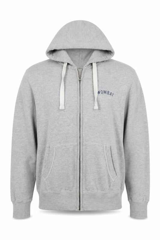Wombat Men’s Grey XL Full Zip Logo Hoodie Fleece Drawstring Pockets
