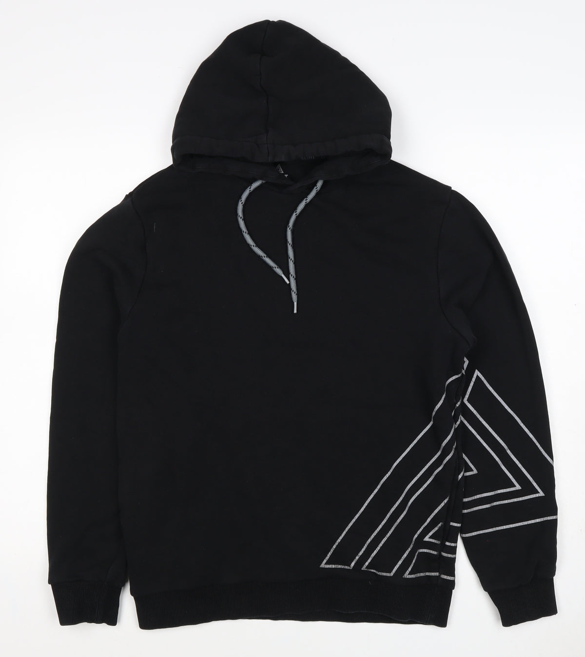Next Men’s Black M Pullover Hoodie Geometric Graphic Print Drawstring