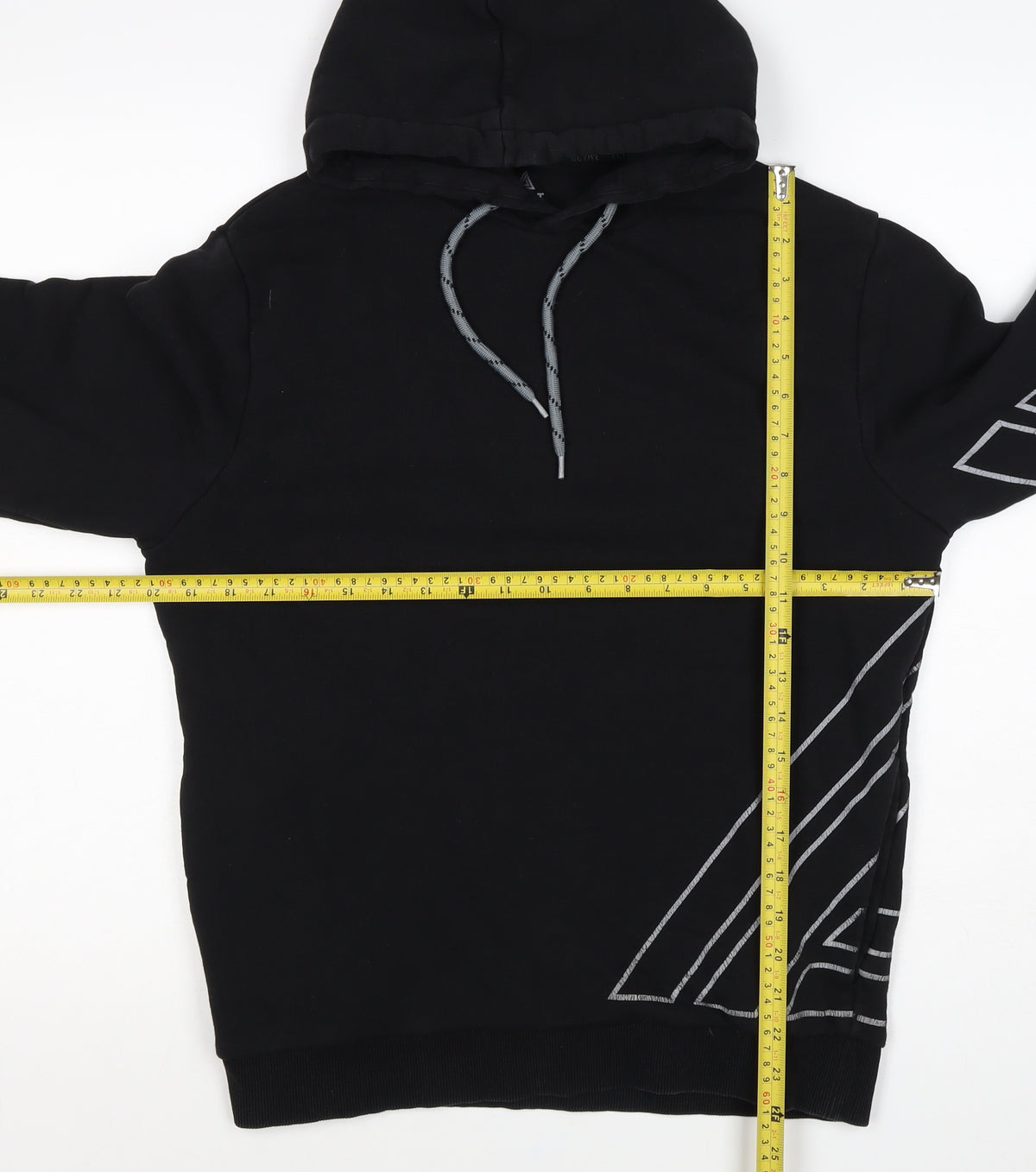 Next Men’s Black M Pullover Hoodie Geometric Graphic Print Drawstring