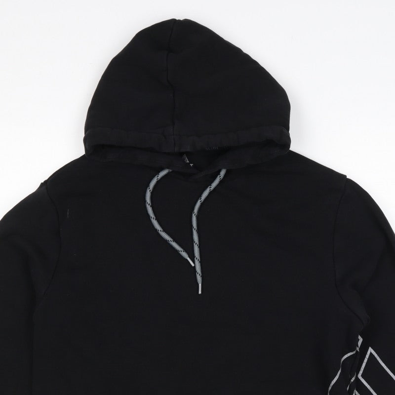 Next Men’s Black M Pullover Hoodie Geometric Graphic Print Drawstring