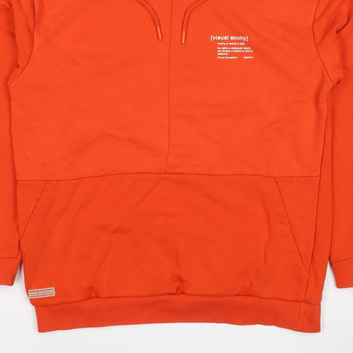 LC Waikiki Men’s Orange M Relaxed Graphic Print Pullover Hoodie