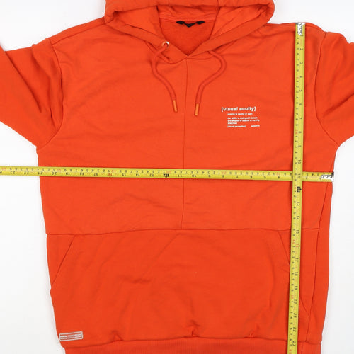 LC Waikiki Men’s Orange M Relaxed Graphic Print Pullover Hoodie