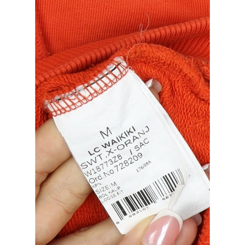 LC Waikiki Men’s Orange M Relaxed Graphic Print Pullover Hoodie