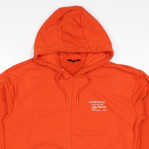 LC Waikiki Men’s Orange M Relaxed Graphic Print Pullover Hoodie