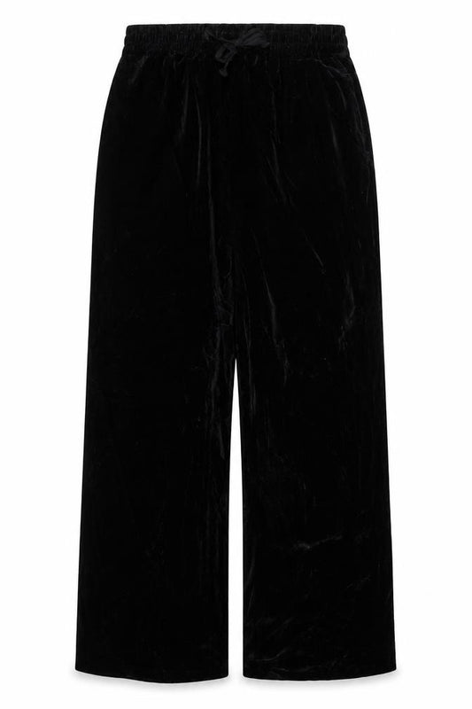 Zara Woman Black Velvet Straight Leg Trousers UK 8 Elasticated