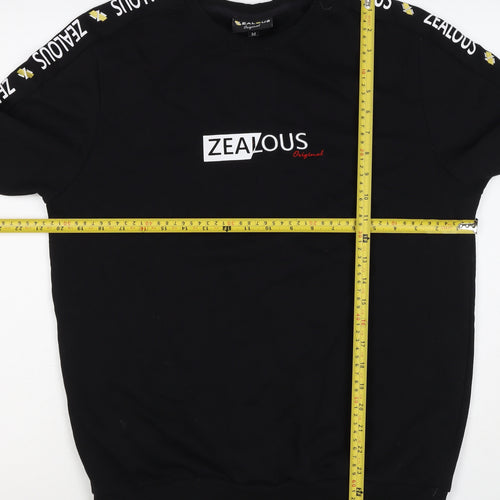 Zealous Men’s Black M Graphic Logo Crew Neck Pullover Sweatshirt