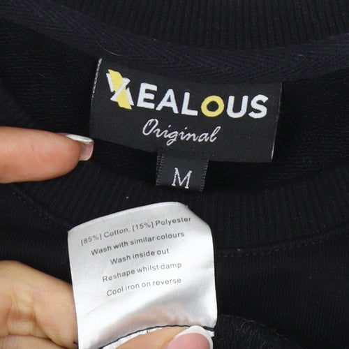 Zealous Men’s Black M Graphic Logo Crew Neck Pullover Sweatshirt