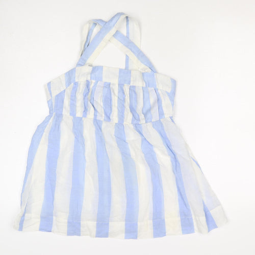 Joules Women Blue White Striped Halter Shirt Dress UK 12 Belted