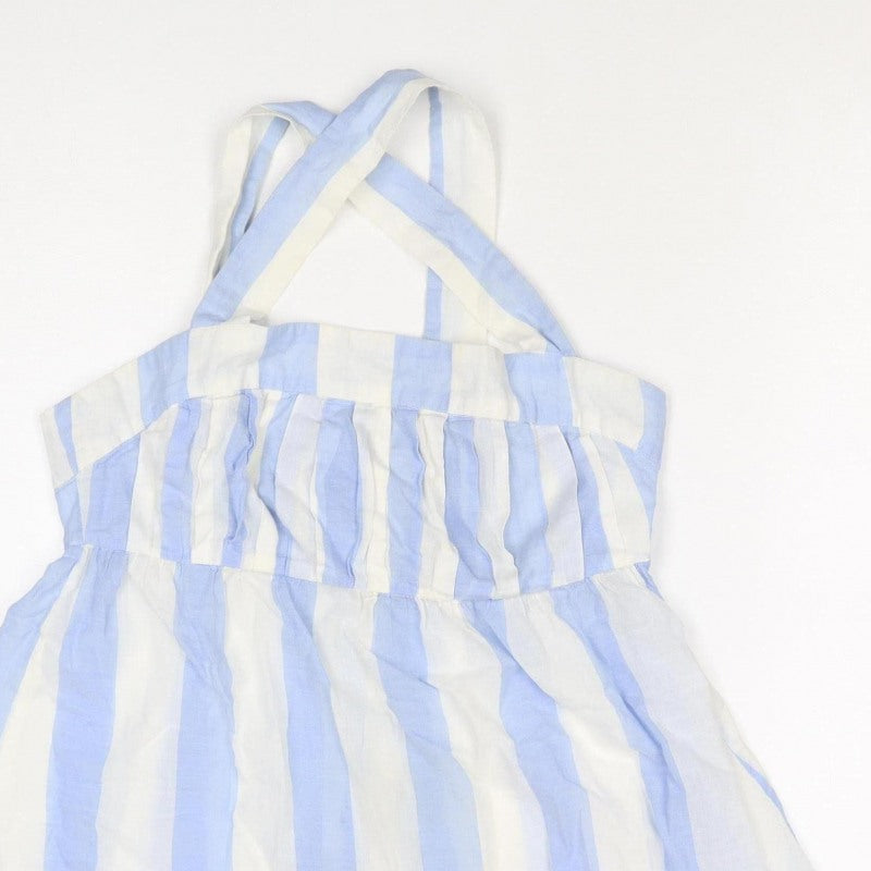 Joules Women Blue White Striped Halter Shirt Dress UK 12 Belted