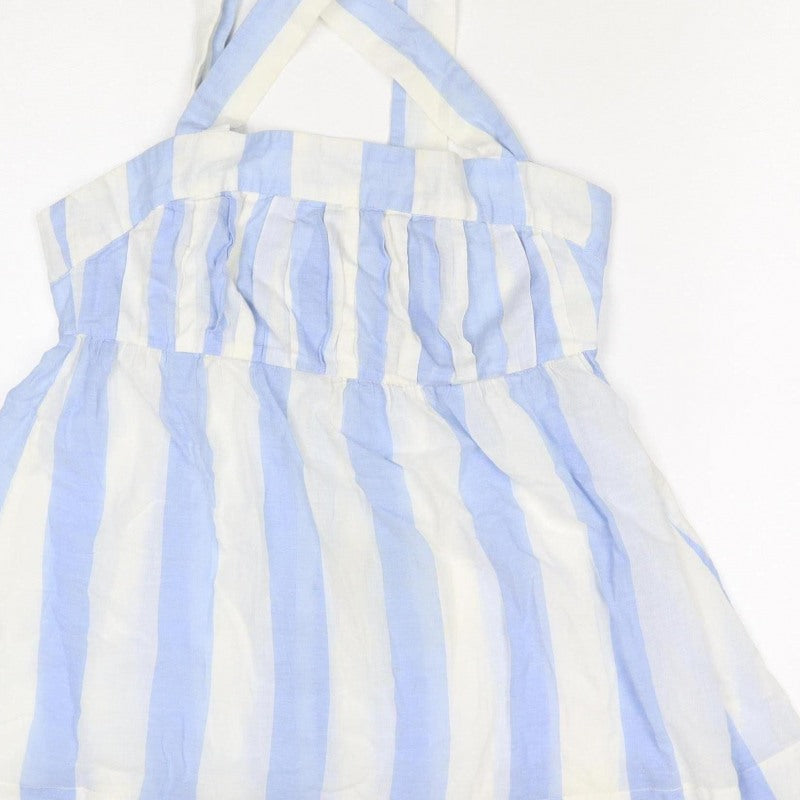 Joules Women Blue White Striped Halter Shirt Dress UK 12 Belted