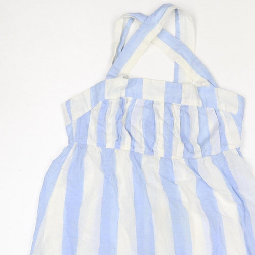 Joules Women Blue White Striped Halter Shirt Dress UK 12 Belted