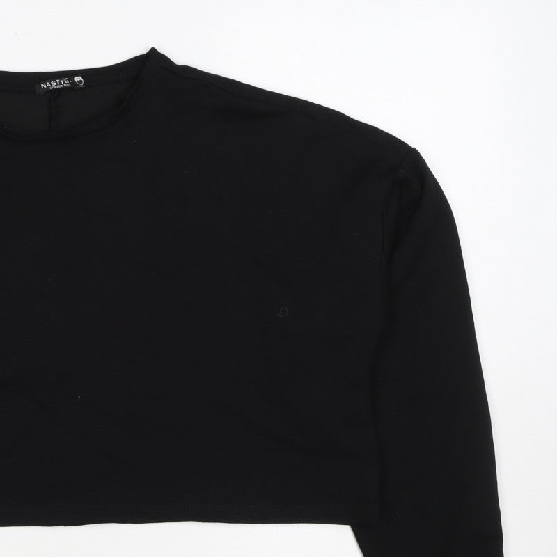 Nasty Gal Women’s Black UK 12 Cropped Pullover Crew Neck Sweatshirt