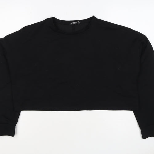 Nasty Gal Women’s Black UK 12 Cropped Pullover Crew Neck Sweatshirt