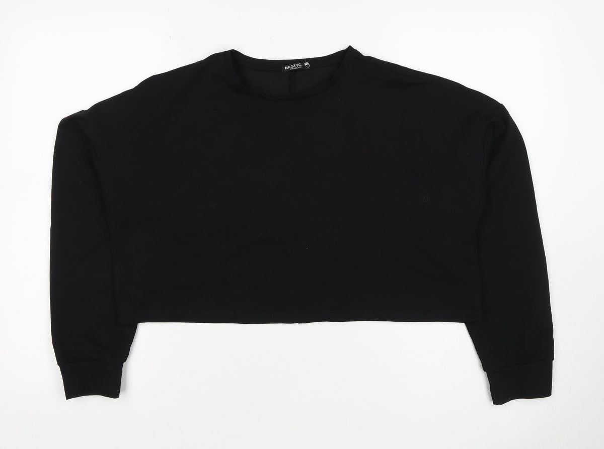 Nasty Gal Women’s Black UK 12 Cropped Pullover Crew Neck Sweatshirt