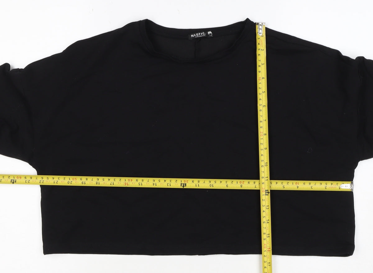 Nasty Gal Women’s Black UK 12 Cropped Pullover Crew Neck Sweatshirt