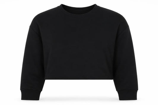 Front view of Nasty Gal Women’s Black UK 12 Cropped Pullover Crew Neck Sweatshirt