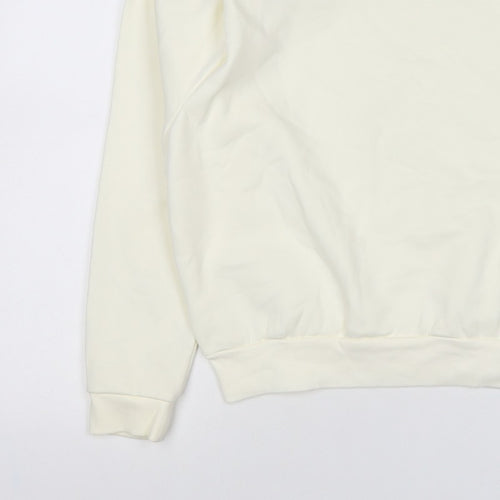 H&M Women Ivory S Pullover Crew Neck Raglan Sweatshirt