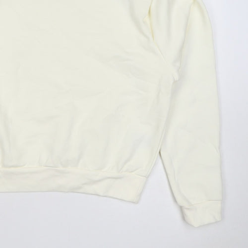 H&M Women Ivory S Pullover Crew Neck Raglan Sweatshirt