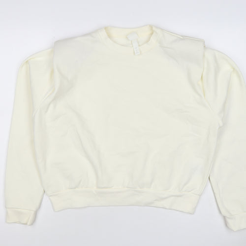 H&M Women Ivory S Pullover Crew Neck Raglan Sweatshirt