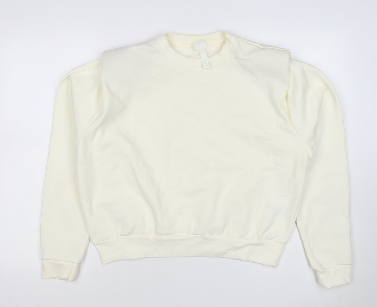 H&M Women Ivory S Pullover Crew Neck Raglan Sweatshirt