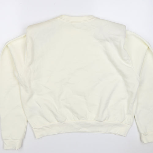 H&M Women Ivory S Pullover Crew Neck Raglan Sweatshirt