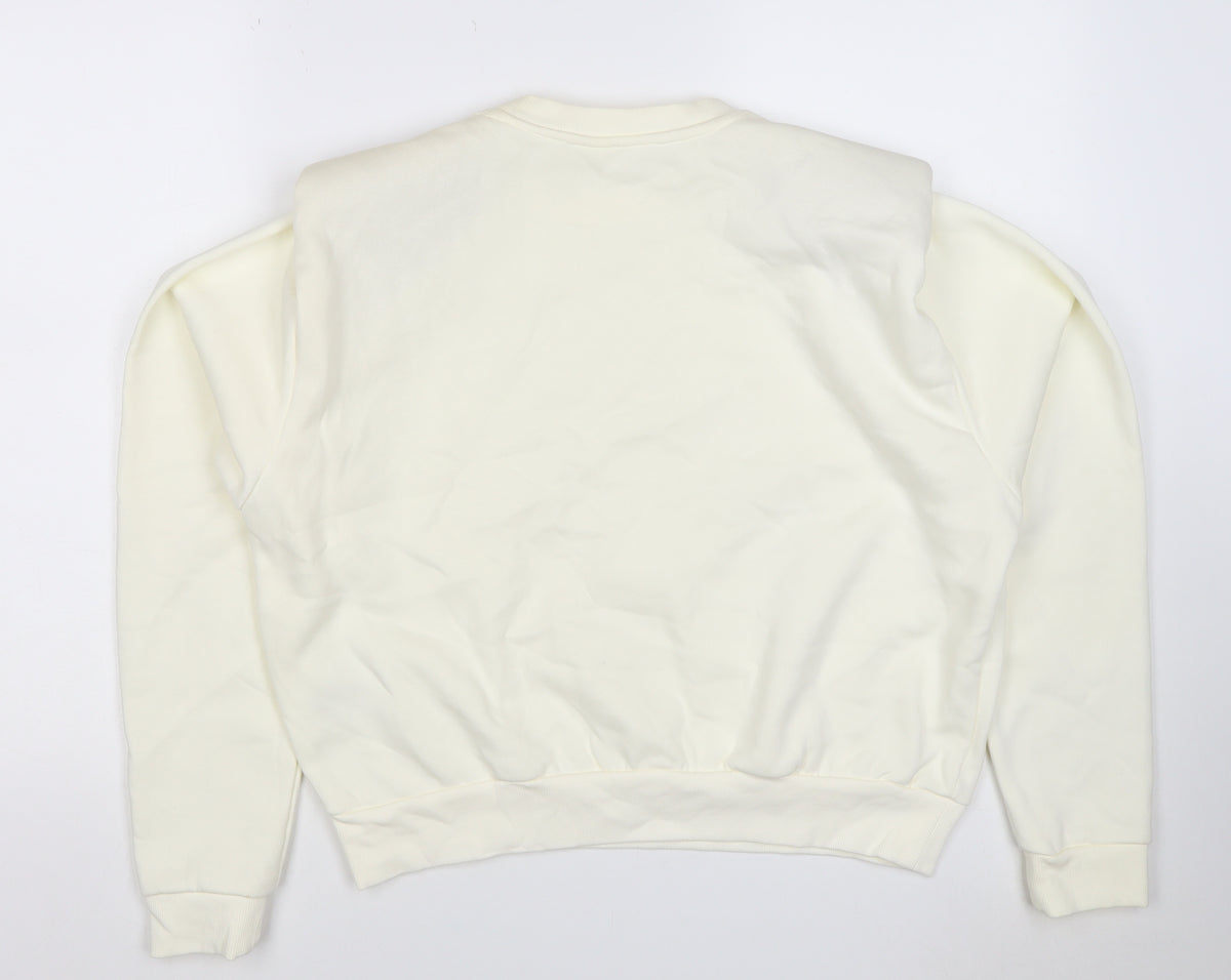 H&M Women Ivory S Pullover Crew Neck Raglan Sweatshirt