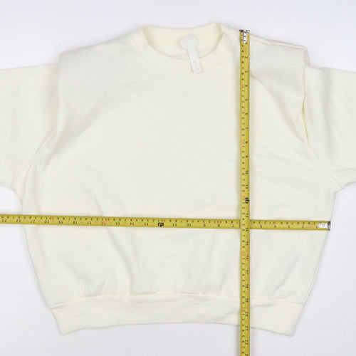 H&M Women Ivory S Pullover Crew Neck Raglan Sweatshirt