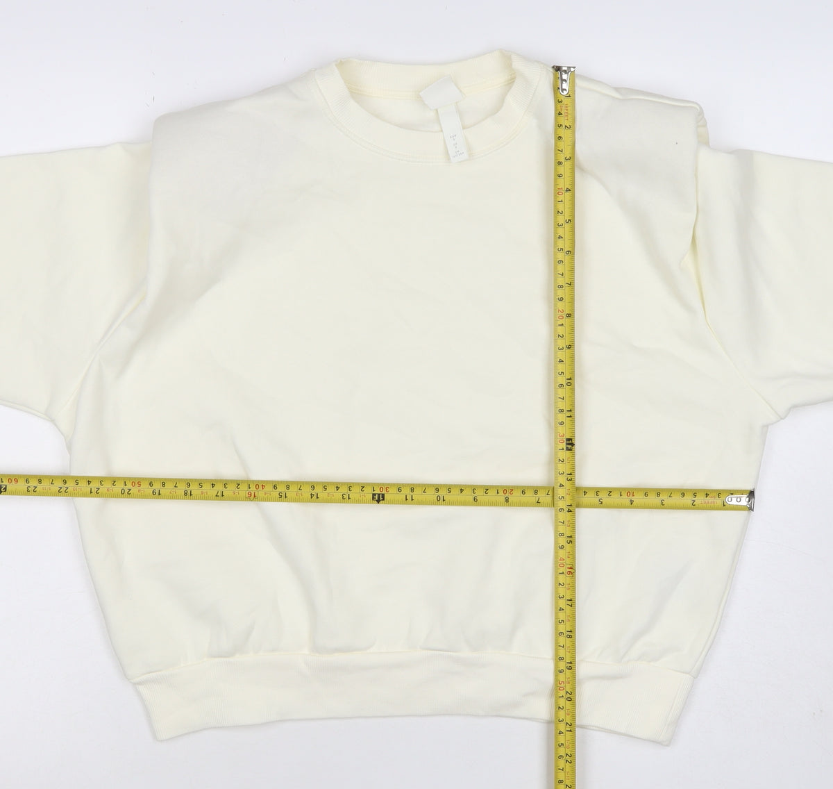 H&M Women Ivory S Pullover Crew Neck Raglan Sweatshirt