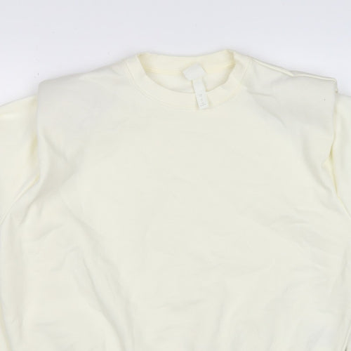 H&M Women Ivory S Pullover Crew Neck Raglan Sweatshirt