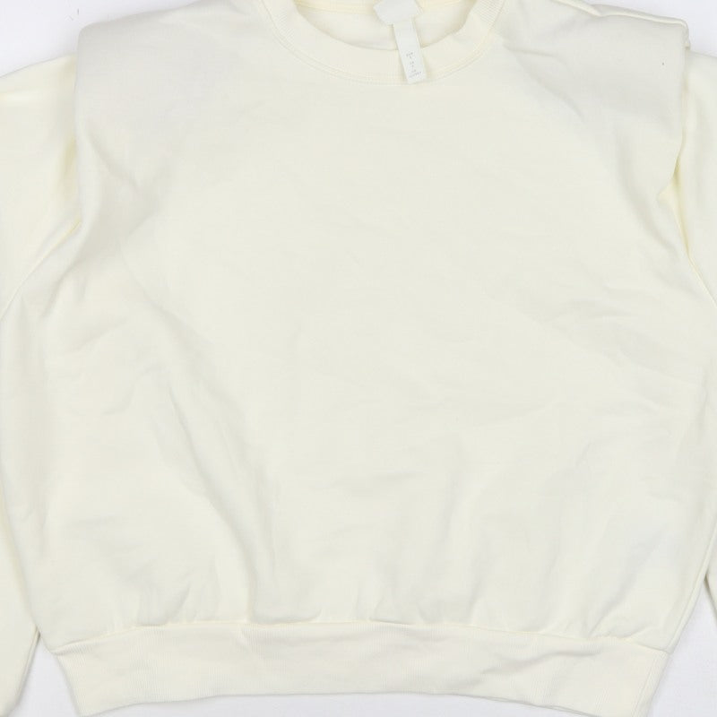 H&M Women Ivory S Pullover Crew Neck Raglan Sweatshirt