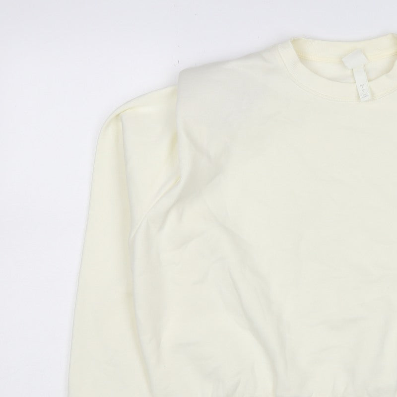 H&M Women Ivory S Pullover Crew Neck Raglan Sweatshirt
