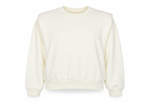 Front view of H&M Women Ivory S Pullover Crew Neck Raglan Sweatshirt