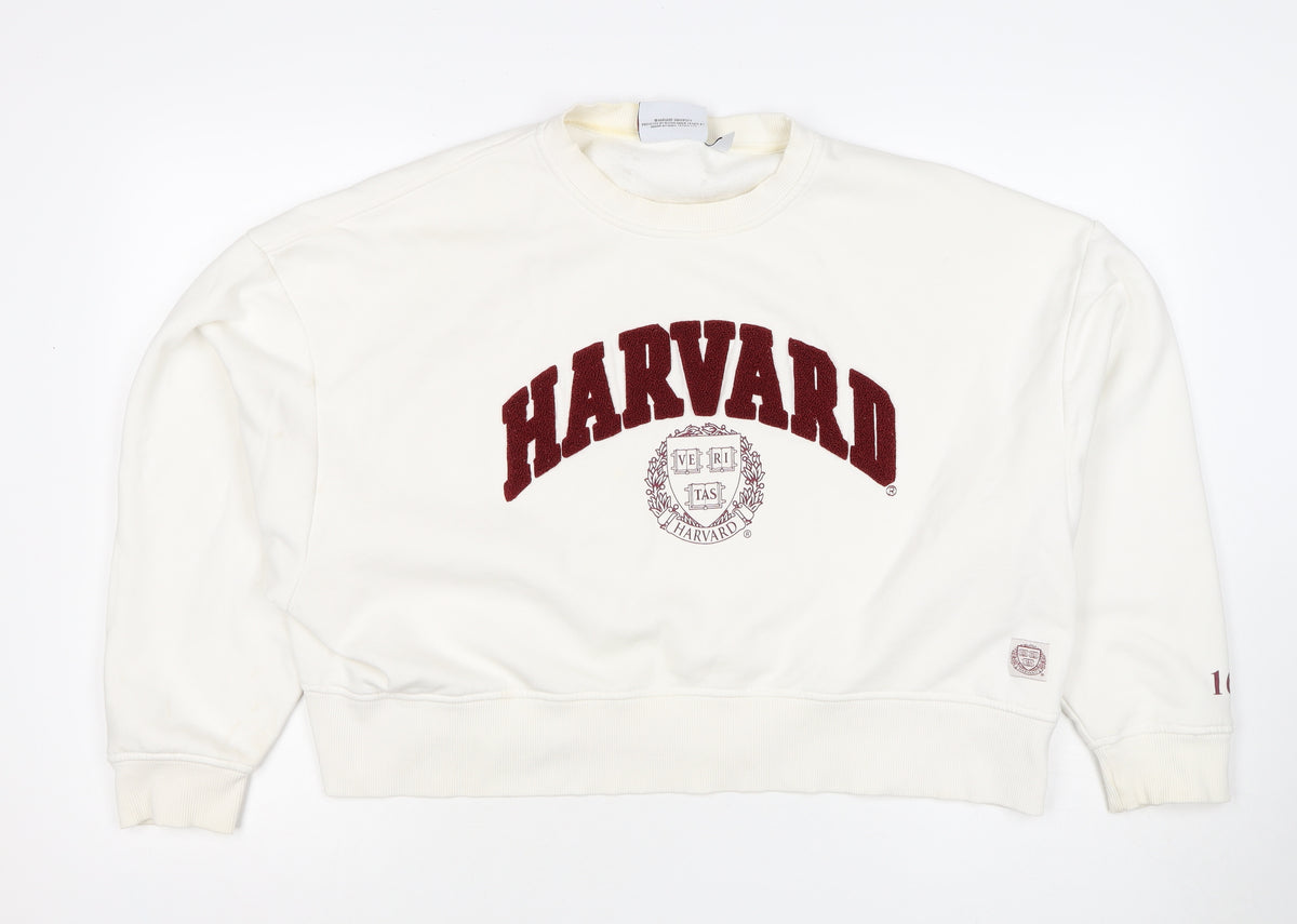 Harvard Women’s Ivory M College Logo Crew Neck Sweatshirt