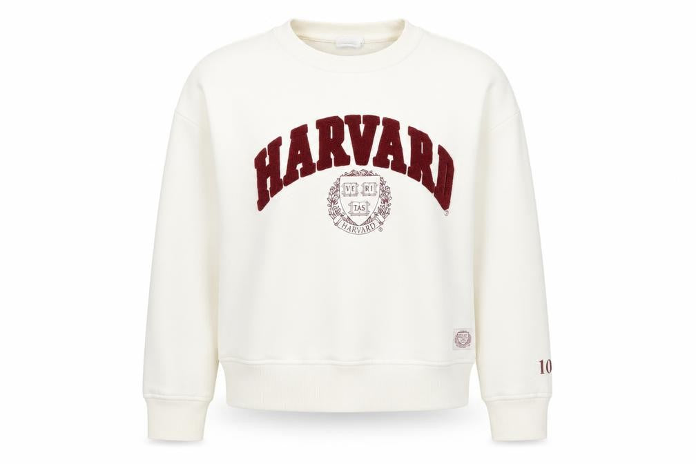 Harvard Women’s Ivory M College Logo Crew Neck Sweatshirt