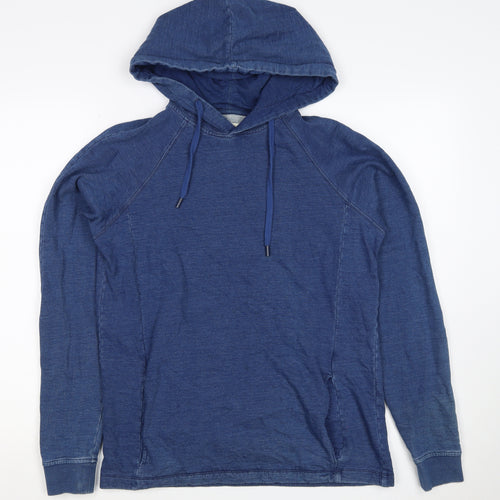 Folk Women’s Blue Cotton Hooded Pullover Sweatshirt Size L