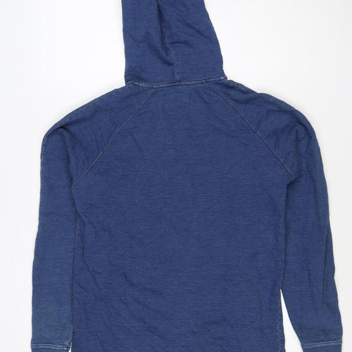 Folk Women’s Blue Cotton Hooded Pullover Sweatshirt Size L